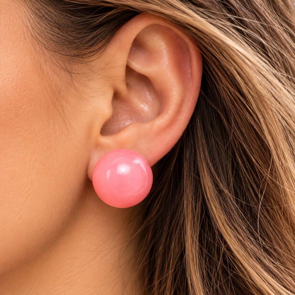 BOGO FREE VTG BUBBLE GUM pink button earrings